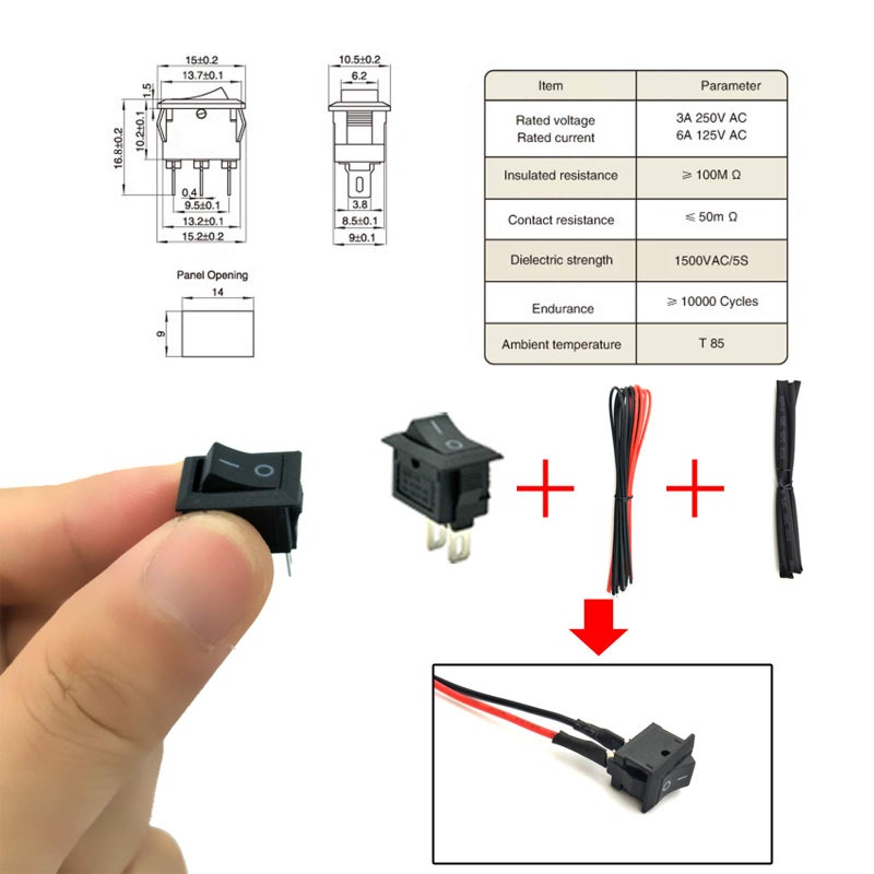 EUDAX 6 Set Small DC motor Mini Electric Hobby Motors 1.5V-3V 24000RPM with 2x1.5V AA Battery Holder Case,Motor Bracket,Rocker Switch and 12Pcs 25cm Electronic wire for DIY toys - Image 5